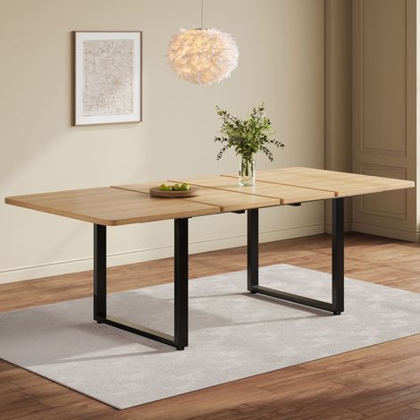 Table à manger extensible 140/180x220x90 cm - idéale pour 6 à 10 personnes - pieds en métal - Style moderne - Naturel (1/5)