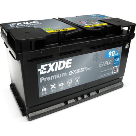 Exide – Batterie voiture 12V 90Ah 720A – Dimensions 315x175x190mm – Technologie CA épaisses – SKU EA900