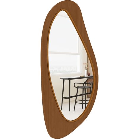 Miroir mural asymétrique cadre bois 91,5 x 45 cm