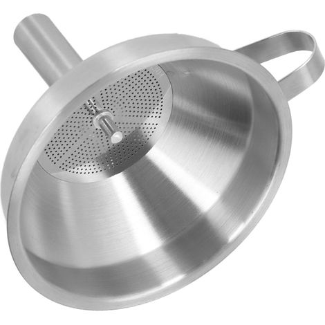 Entonnoir en acier inoxydable avec brosse de nettoyage, extérieur lisse, poignée épaisse, grand entonnoir de cuisine industriel (1/5)