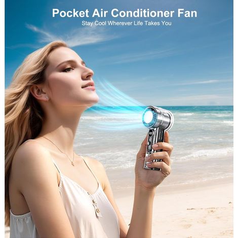 Ventilatore portatile turbo con piastra di raffreddamento, potente mini ventilatore da viaggio con 14.000 giri/minuto, ricaricabile tramite USB, velocità regolabile da 1 a 100, regalo ideale per le do (1/5)