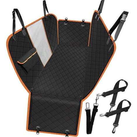 Dog Car Seat Cover, Large Back Pet Car Seat Protectors with Mesh Viewing Window, 2 Seat Belt, Storage Pocket, Non-Scratch Waterproof Nonslip Dog Hammock for Cars Trucks and SUV (1/3)
