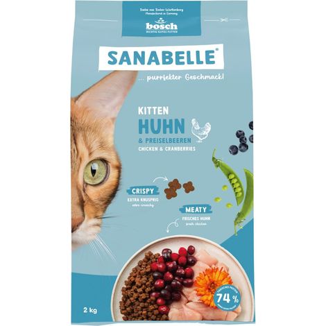 Sanabelle Katzentrockenfutter Kitten mit Huhn & Preiselbeeren für Kätzchen 2 kg