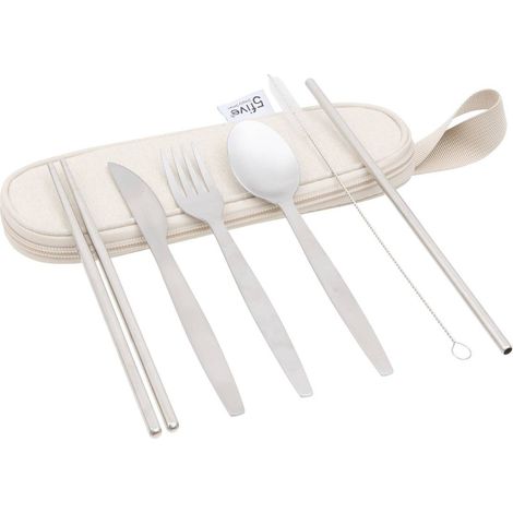 Set di posate da viaggio da 5 pezzi, beige - 5five (1/5)