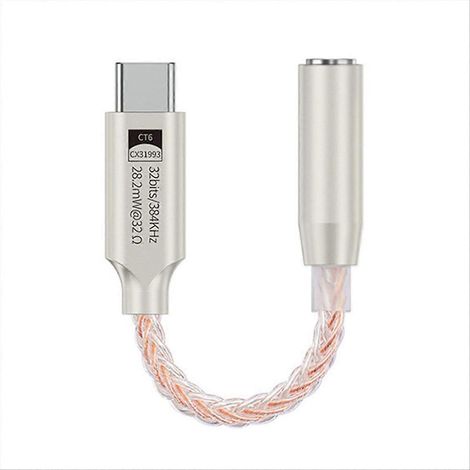 Adaptateur audio USB Type-C vers prise jack 3,5 mm HiFi 32 bits 384 kHz, décodeur audio numérique haute résolution, convertisseur prise casque et AUX (jaune) (1/5)