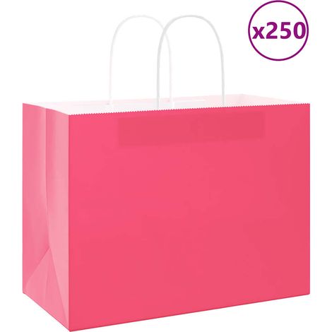 Papiertragetaschen 250 Stk. mit Henkeln Rosa 32x17x25 cm