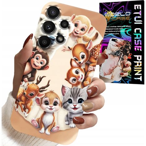 Custodia per Samsung Galaxy A32 5G - retro per bambini con animali della foresta (1/5)