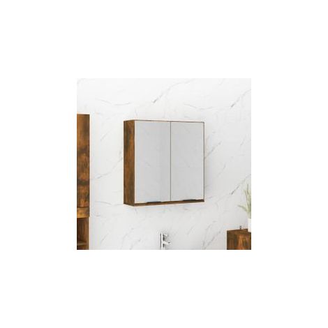 Armoire à miroir de salle de bain Chêne fumé 64x20x67 (1/5)