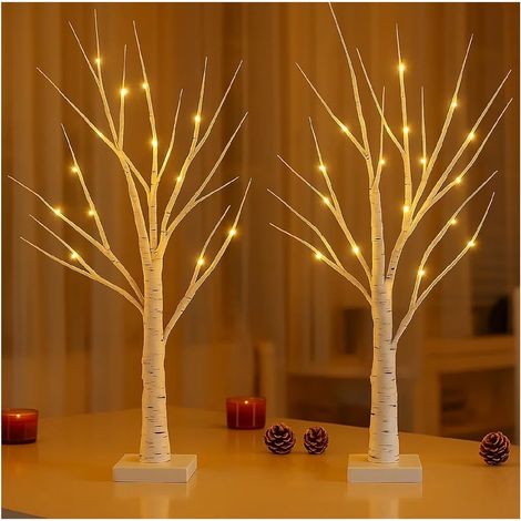 Youyijia White Christmas Tree with Lights with 24 Warm White LEDs Tabletop Christmas Tree for Christmas Home Party Wedding (2) (1/5)
