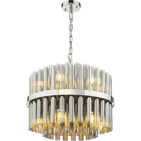 Dar Imani Suspension Imani en chrome poli et verre fumé côtelé (1/5)