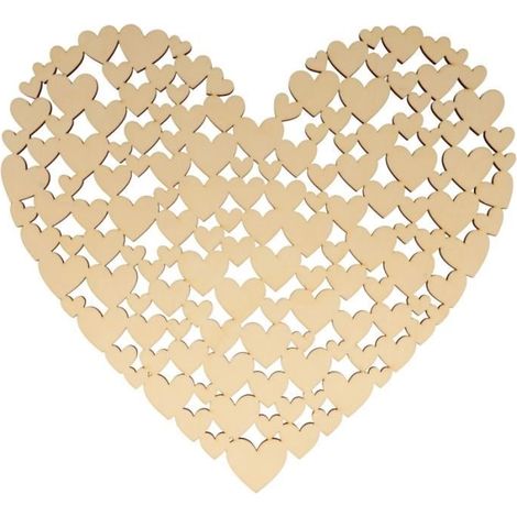 Panneau décoratif en bois coeur - Grand modèle - 35 x 31,8 cm