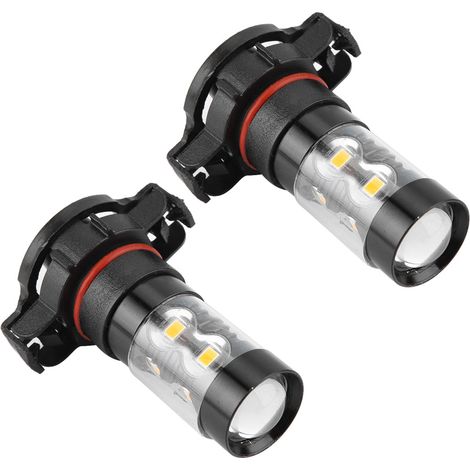 Deux jeux d'ampoules LED jaunes 3000K 50W pour phares, adaptés aux feux de brouillard et aux feux de jour de voiture. (1/5)