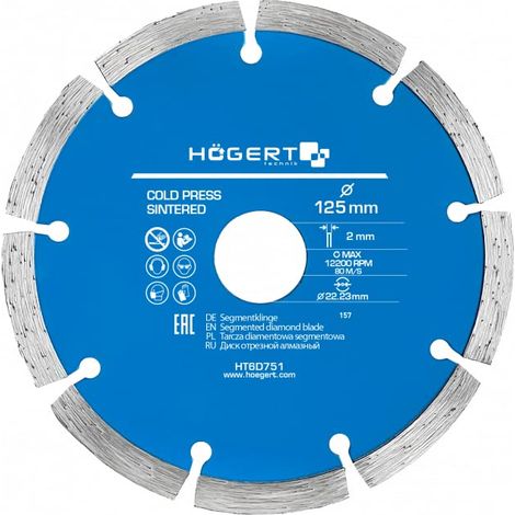 Disco diamante Hoegert ht6d751 125 mm taglio preciso (1/5)