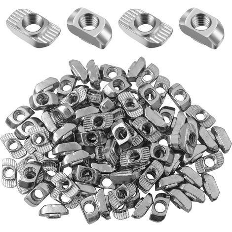 100 Pièces 30 Série M6 Ecrous en T,Écrous À Marteau,T Écrou à Rainure,Acier au Carbone Nickelé,Écrous pour Profil en Aluminium (1/5)