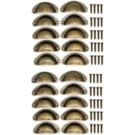 20 Poignées De Tasse Coquille Couleur Bronzée, Poignées De Tirage De Tiroir Vintage, PoignéEs Et Boutons De Porte De Placard De Cuisine Rétro Semi-Cercle, PoignéEs De Porte De Commode De Meub (1/5)