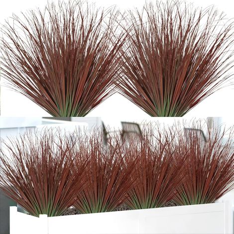 Plantes Artificielles d'Extérieur 12PCS Arbustes Verts Artificiels Plante d'herbe de Blé Artificielle Tiges de Verdure Artificielle pour Jardinière Décoration de Jardin (12, Rouge) (1/5)