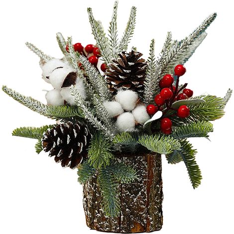 Künstlicher weißer Baumwoll-Weihnachtsbaum, kleiner dekorativer Tischbaum für Fensterbänke, Kaminsimse und Schreibtische