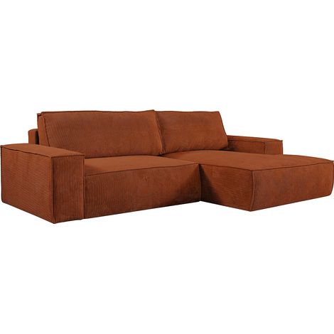 Divano letto angolo a destra in Velluto a coste Terracotta - AMELIA (1/5)