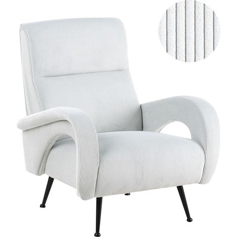 Fauteuil Retro en Velours Côtelé Rembourré Vert Menthe Svalov (1/5)