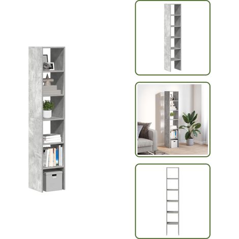 The Living Store Bücherregale 2Stk. Stapelbar Betongrau 30x30x80cm Holzwerkstoff - Holzwerkstoff (1/5)