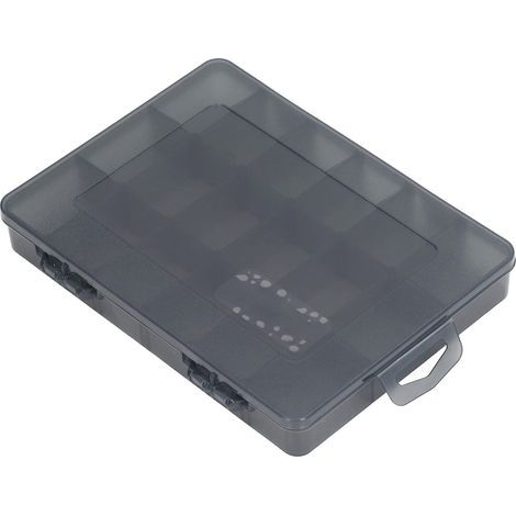 Kleinteile-Organizer – 18 Fächer – robuste Box – herausnehmbare Trennwand – transparente, abgerundete Ecken – Größe S (1/5)