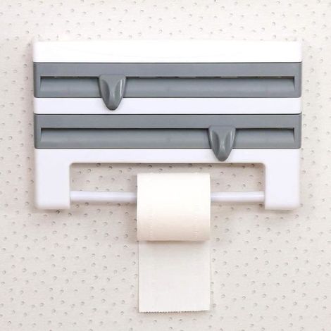 Distributeur Papier Aluminium Et Film, Devidoir Essuie Tout Mural,Support De Rouleau De Papier pour Cuisine Fixé Au Mur,Gris (1/4)