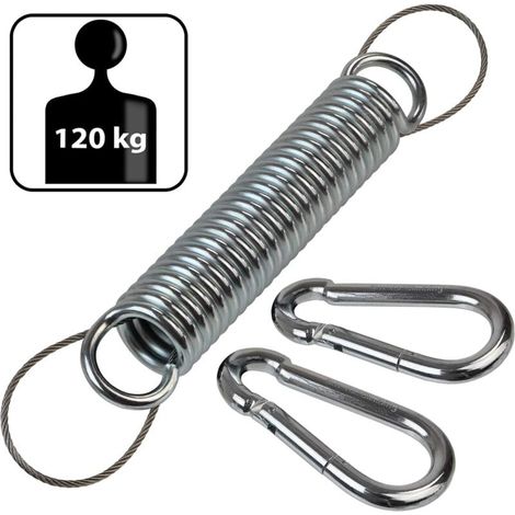Vtizikl Ressort en acier pour chaise suspendue, chaise suspendue, hamac avec corde de sécurité et deux mousquetons (1/4)