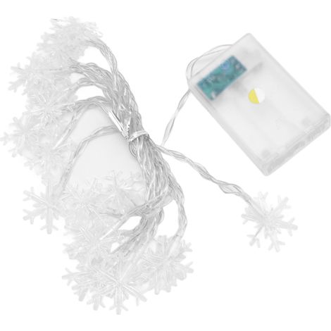 Guirlande lumineuse flocon de neige 20 LED à piles pour Noël fête intérieur extérieur (1/5)