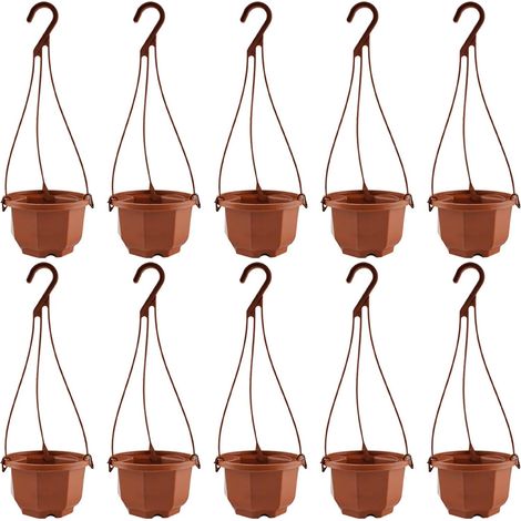 Lot de 10 jardinières suspendues en plastique, pots fleurs suspendus cm avec crochet (1/5)