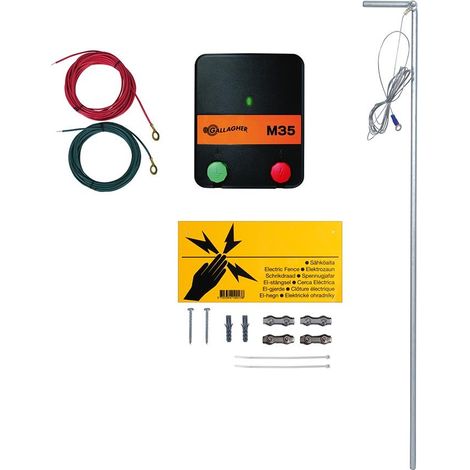Kit de démarrage pour clôture électrique avec électrificateur 230V Gallagher M35 pour petits animaux (1/2)
