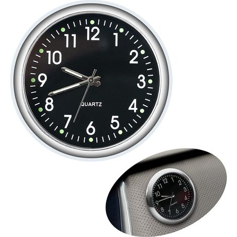 Reloj Analógico Adhesivo - 4 cm - Iluminación Puntual - Para Coche Barco Bicicleta Hogar Oficina - Negro (1/5)