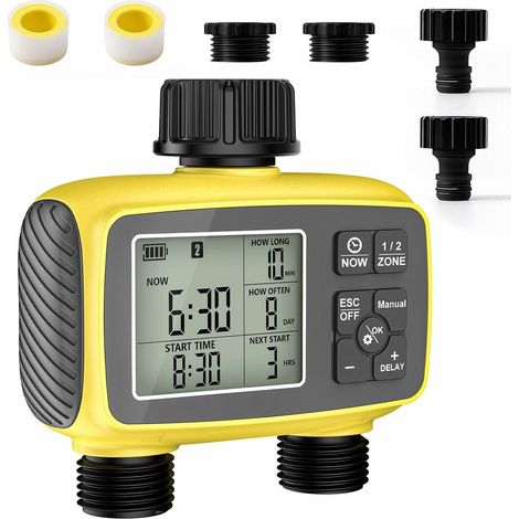 Garden Watering Timer - Automatic Watering System with 2 Outlets Watering Timer, Garden Sprinkler, Irrigation Kit, Watering Devices, Watering Plants During the Holidays (1/5)