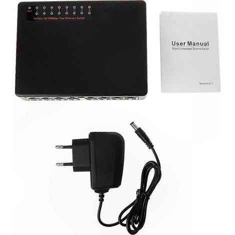 Switch Ethernet Desktop 16 Ports 10/100Mbps Répartiteur LAN HUB Mini Adaptateur Rapide, Connexion Réseau Filaire, Boîtier Compact pour Bureaux (1/5)