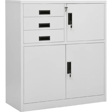 Armadio da ufficio portaoggetti con ripiano regolabile 90 x 40 x 102 cm in acciaio grigio chiaro 020046904