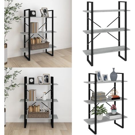 Bibliothèque Sonoma gris 80x30x105 cm Bois d'ingénierie - Bibliothèque - Étagère - Meuble De Rangement - Rangement Intérieur - Mobilier Salon - Home & Living (1/5)
