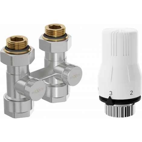 Mexen G02 thermostatisches Zweirohr-Set DN50, gerade 1/2"x16 mm, Nickel - W912-016-928-01 (1/2)