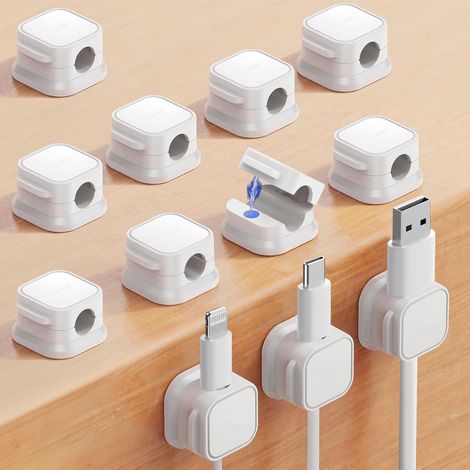 Cable Clip - Magnétique - Adhésif Réutilisable - Diamètre Fente 7 5 Mm - Pour Bureau Maison Voiture - 12 Pièces (1/5)