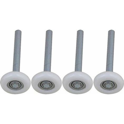 Lot de 4 roulettes de porte de garage nylon, Roulement à billes scellé, Tige 115 mm, Silencieuses pour portes automatiques (1/4)