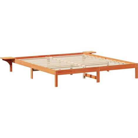 Lit double,Lit adulte,Cadre de lit avec tables de chevet Marron 200 x 200 cm CFW4644364 (1/5)