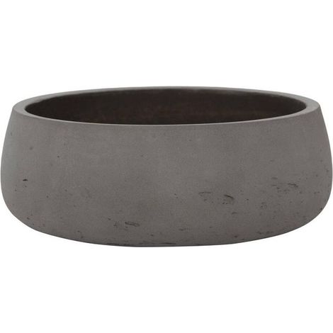 Pots en céramique, pots de fleurs, jardinières, couleur moka délavé-brun-gris, diamètre 24 cm, hauteur 9 cm