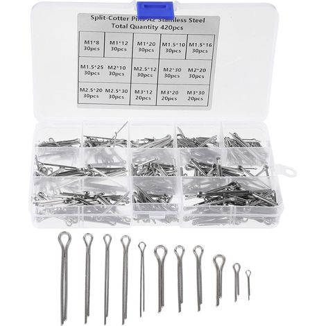 Assortiment de 420 goupilles fendues en acier inoxydable (1/5)