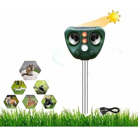 Ultraschall-Katzenvertreiber, Hundevertreiber, Solarladung, USB-Aufladung, verhindert Hunde und Katzen, Vögel, für Gärten, Felder, Kindergärten