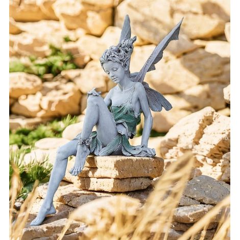 Fée Magique Décoration de Jardin, Figurines Elfes Assis en Résine, Mangeoire à Oiseaux, Ornement Paysager pour Extérieur et Intérieur (1/5)