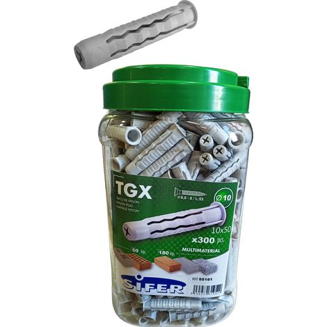 Tasselli Sifer in nylon sx con 4 espansioni, 10x50, lattina da 300 unità