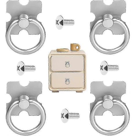 Lot de 4 poignées et anneaux de tiroir style vintage, boutons de porte de placard décoratifs antiques en alliage (1/5)