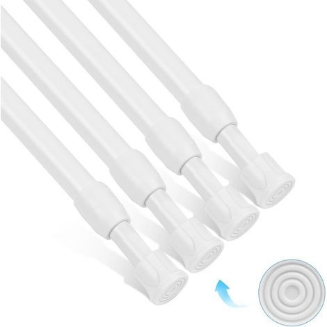 Ausziehbare Gardinenstange, 4er-Set, 30–50 cm, weiß, aus Eisen und TPR, mit Spannbefestigung (1/5)