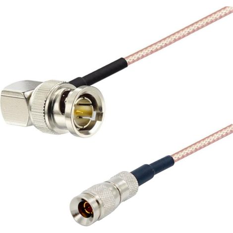 Cable SDI BNC RA / DIN 1.0/2.3, conector RA, 75 ohmios, 1 m