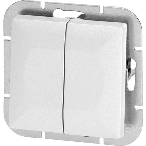 Interrupteur Mural Double Encastré 10A - Blanc mat - SILAMP (1/2)