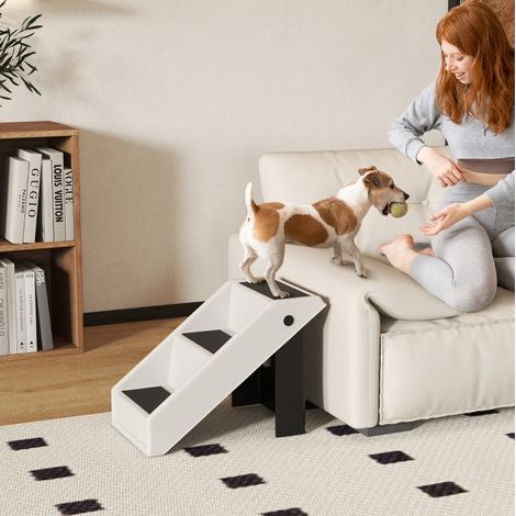 Scala per cani 53x30,5x36,5 cm in plastica bianca pieghevole per divano - MEUBLIV (1/5)