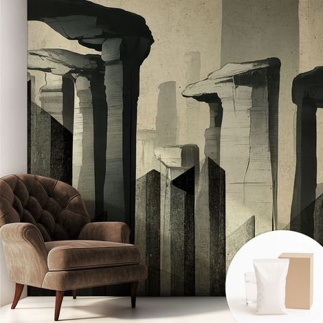 Papier peint intissé mural avec imprimé motifs décoratifs - style contemporain - Colle incluse gratuite Architecture brute 250x250 cm (1/5)